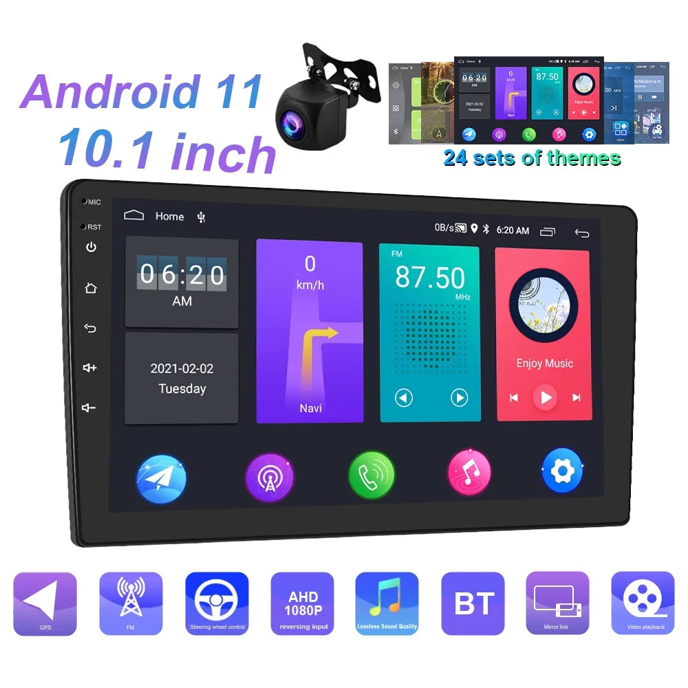 Radio Player HD 10 inch 10.1 AHD Podofo Car Stereo Double Rear Screen Car View Bluetooth Link Android Touch with inch GPS Din 11 MP5 Camera Mirror Car