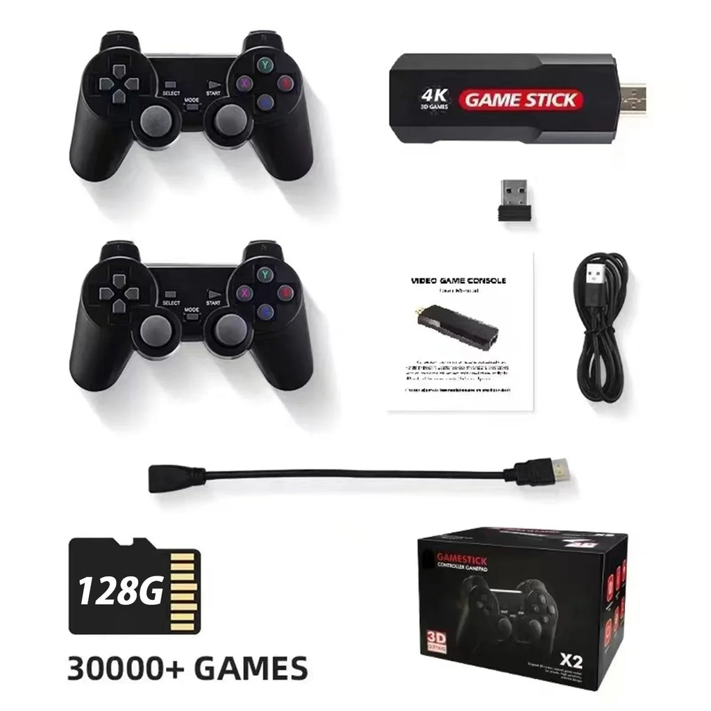 Retro Plus Console Wireless Stick Double Games Retro Games,128GB X2 Game Upgrade Wireless Controller,30000+ Console,