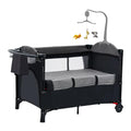 Music Babe Crib Toys Trayand Babe Center Storage In Play Box, 6 Wheels, Include Changing Foldable Nursery Yard, 1 Portable iMounTEK Canopy,