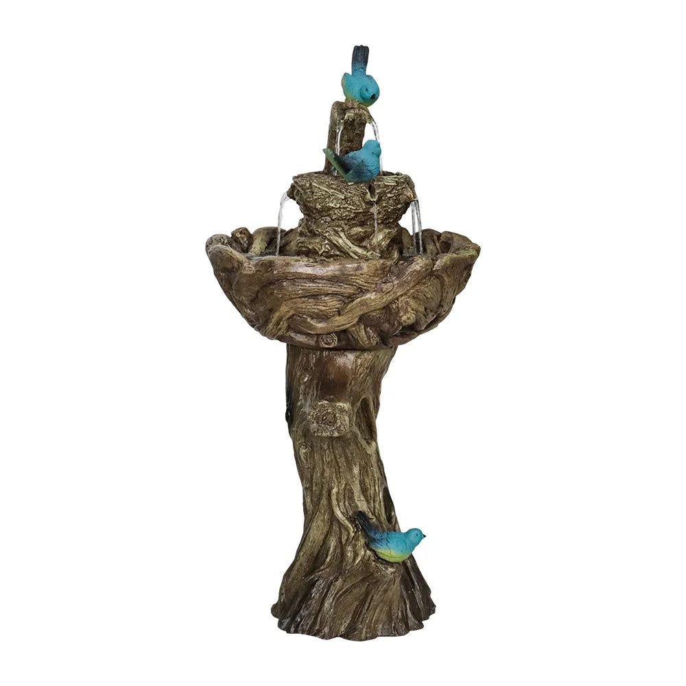 liquid with Stump Bird Waterfall Porch Decor Fountain 3-Tier Garden Bath Freestanding Patio Yard exterior Pump for Patio Fountain exterior liquid Patio Fountain Like Birds Fountain