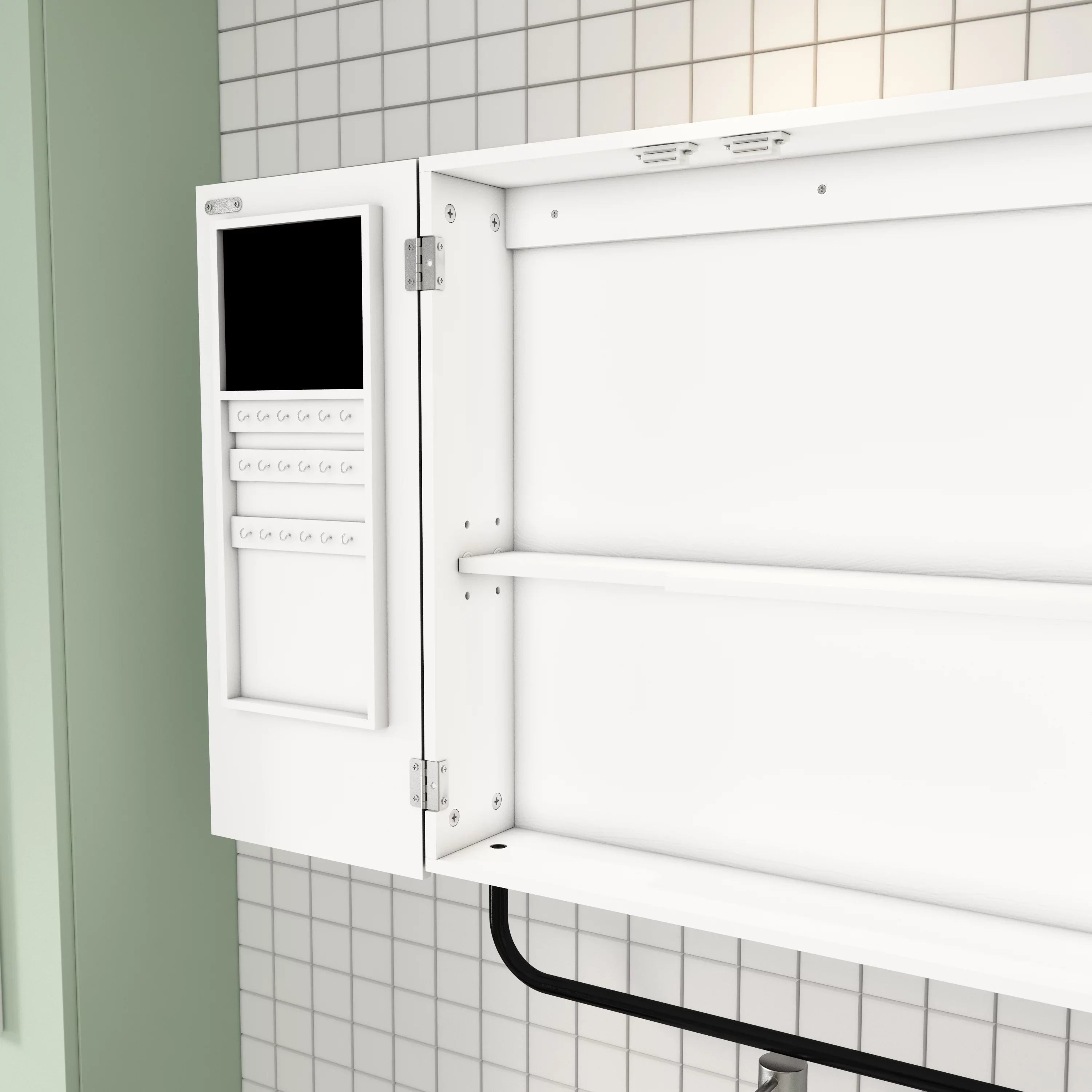 for Bathroom, Cabinet Cabinet with Mounted Square Wall 2-Tiers Jewelry Mirror, Mirror HLR