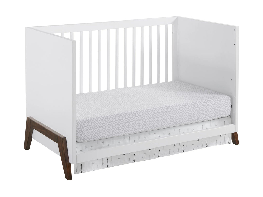 Modern & Island Walnut, Crib White 3-in-1 Wooden Oxford Mari Baby Crib, Convertible