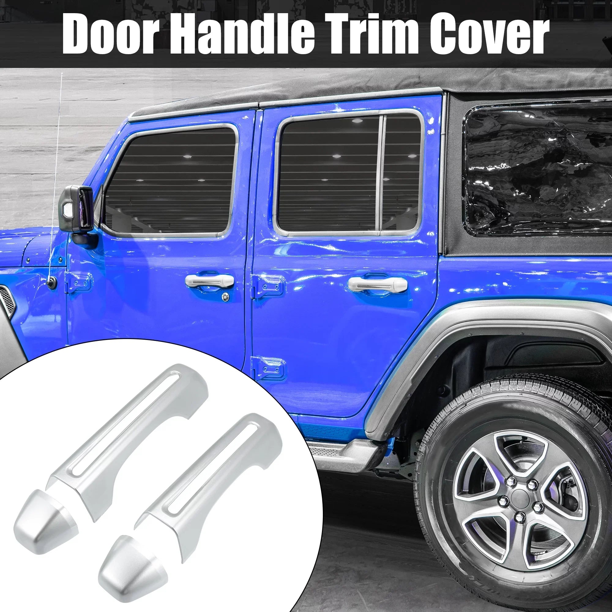& Tailgate 4 Door Handle 2018-2021 Trim Handle Wrangler Silver Cover Kit JLU JL 2 for Cover and Tone Doors Jeep