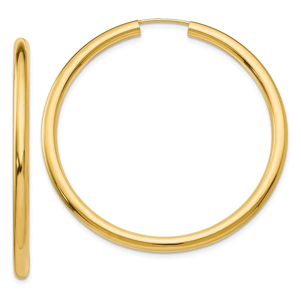 and Earrings; Real Men Yellow and Teens; 14kt Women Polished for Adults Gold Endless Hoop Tube for