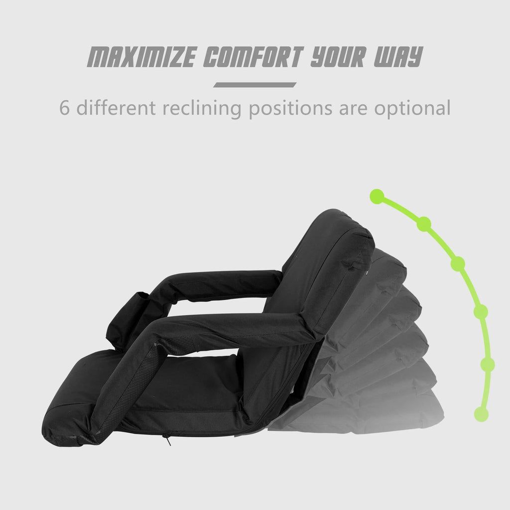 Seat Black Waterproof, Stadium Chair 6 HomGarden Bleachers, Portable Reclining for Seat Folding