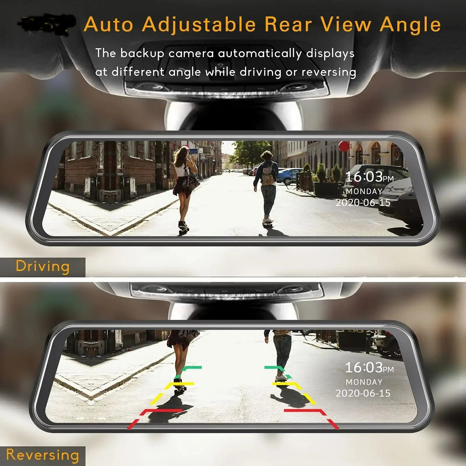 Dashcam View inch Rear Bileeko Backup Lens Dual IPS Full Monitor, Parking Car 10 Screen Mirror Camera, Touch Recording Loop