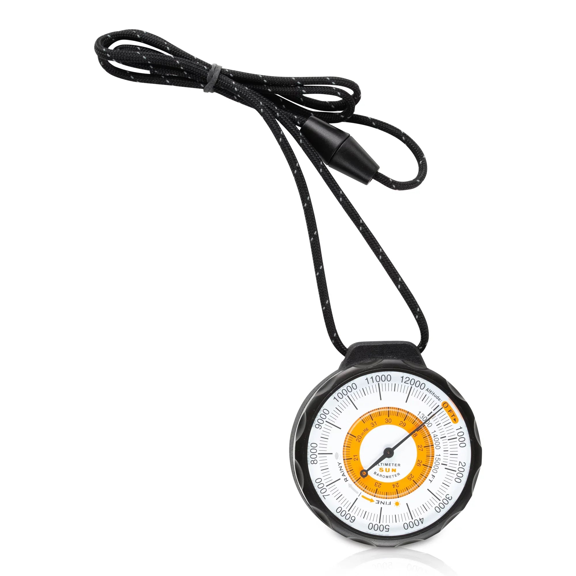 to and Barometer Indicator Company Sun | 0 Case Rugged Reads climate-Trend Feet Aluminum Altimeter Battery-Free Lanyard Ascent | 15,000 Altimeter from - and with Reflective Altitude