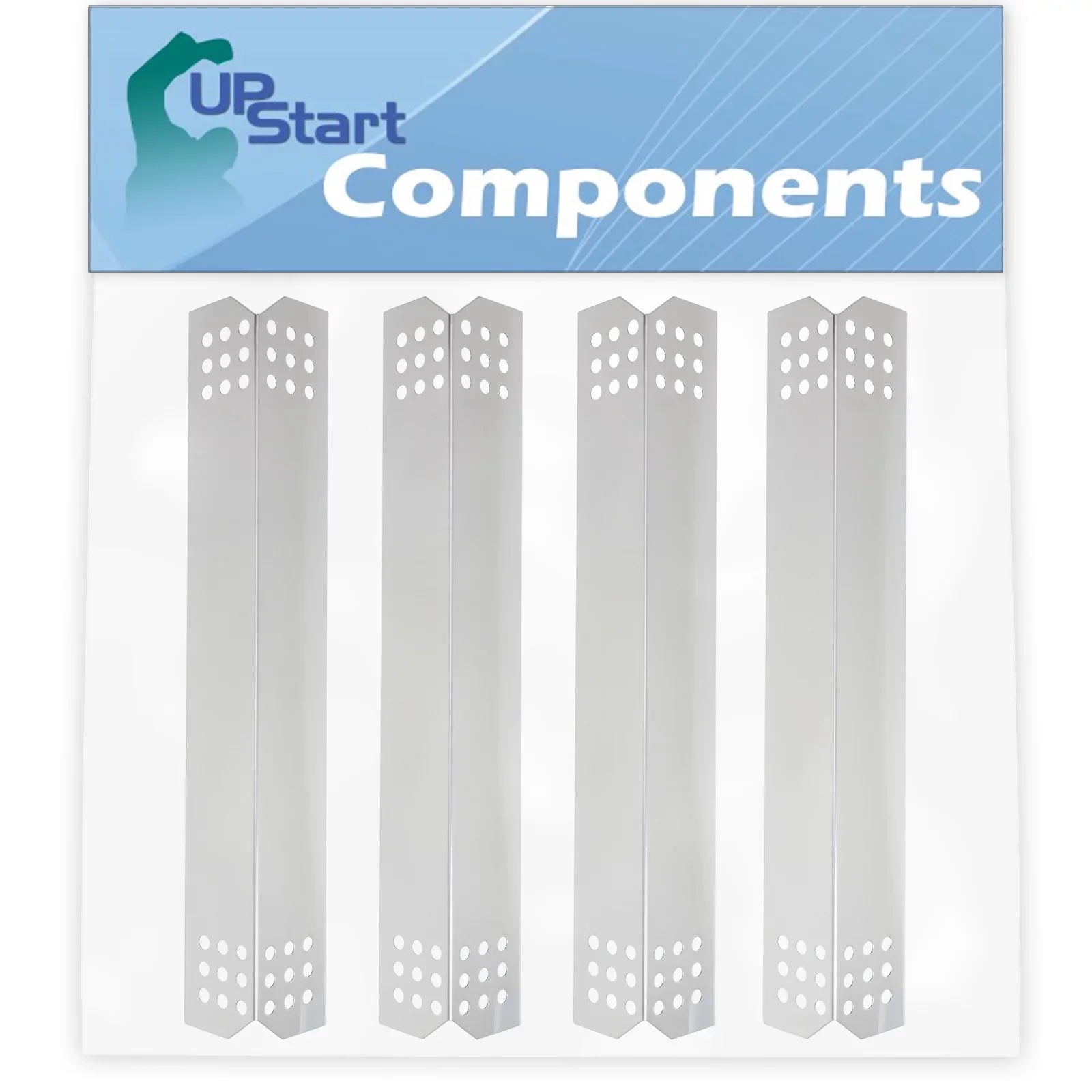 Compatible 4-Pack Grill 97451 Flame Bar, Parts Shield Replacement Burner Heat Tamer, for Barbeque Tent Flavorizer Bar, Steel 16 Number Deflector, Part Plate BBQ 1/8" Cover - Stainless Vaporizer Guard,