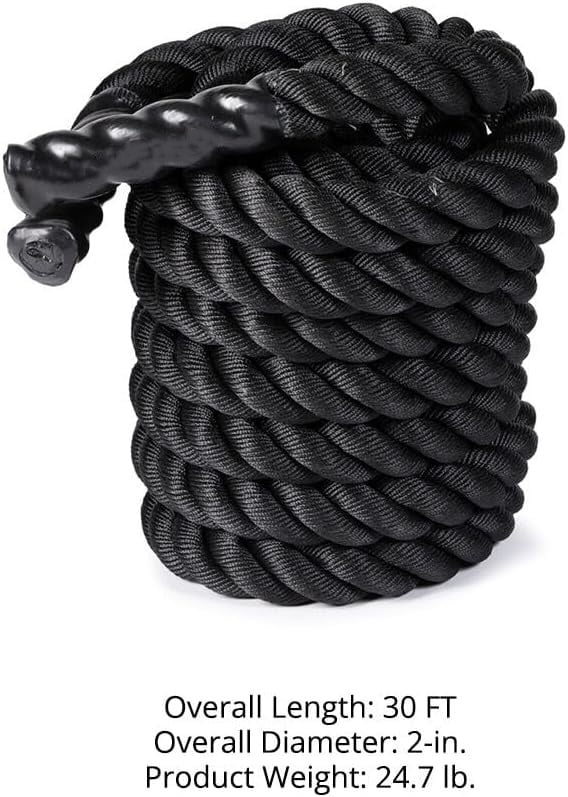 Conditioning Gym Strength for Cross-Train, 2in, Rope Rope Training Dacron Battle Workouts, 30ft x Poly Home Exercises Heavy