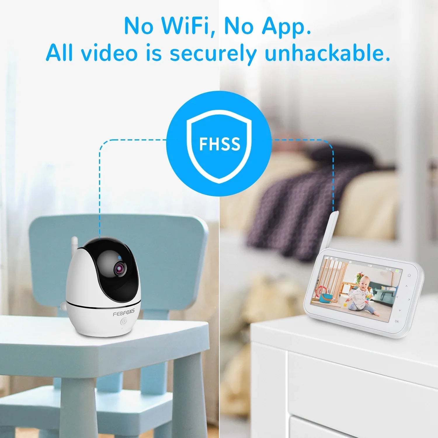 Camera LCD Audio, 4.3" 1080P Screen Pan&Tilt&Zoom, Baby Wifi with Two-Way Monitor Night Auto Talk, & No Vision,Tem-Sensor, Febfoxs