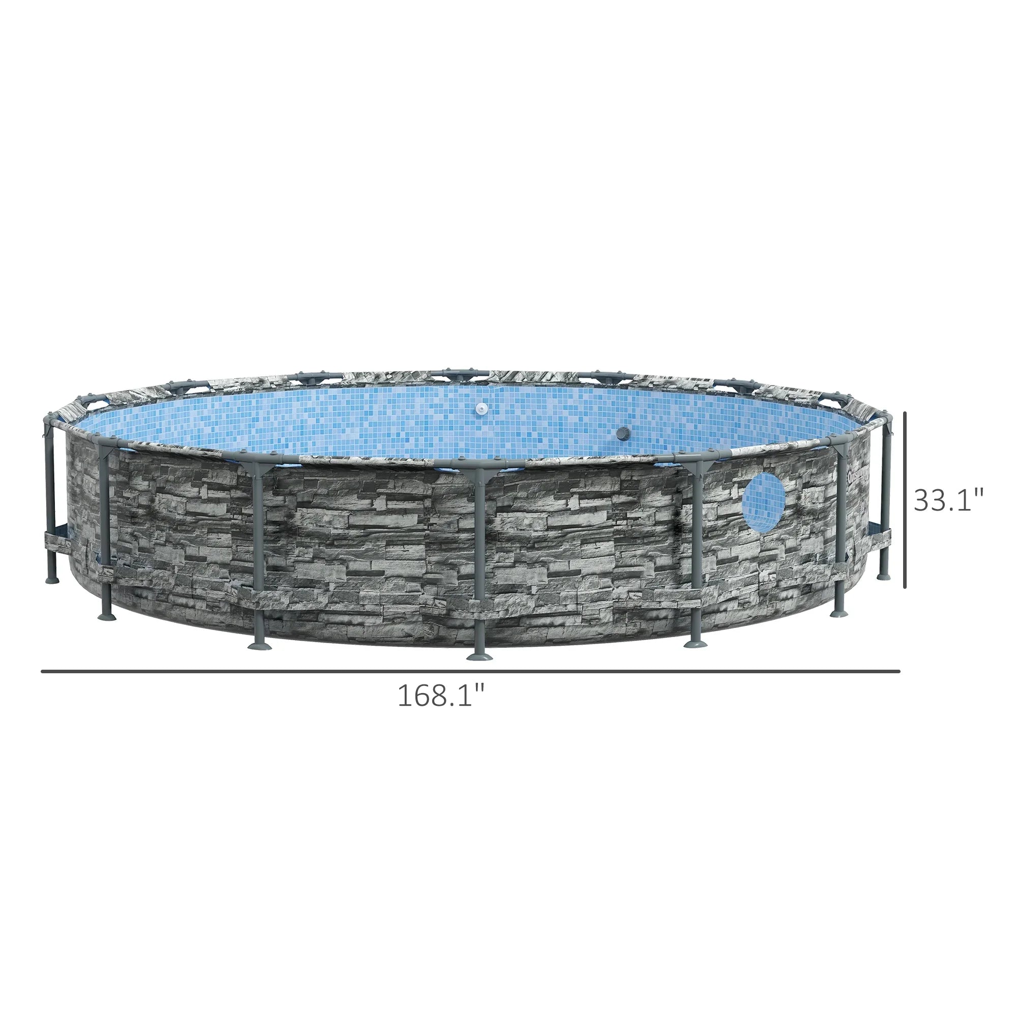 Pool, Frame Ground Above Brick with Pool Pump, 14' Steel Outsunny Filter