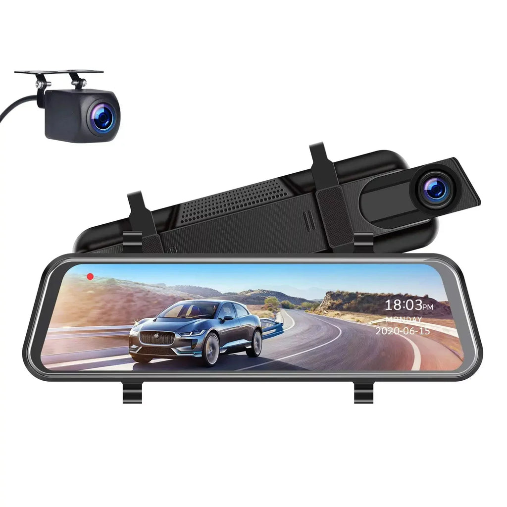 Dashcam View inch Rear Bileeko Backup Lens Dual IPS Full Monitor, Parking Car 10 Screen Mirror Camera, Touch Recording Loop