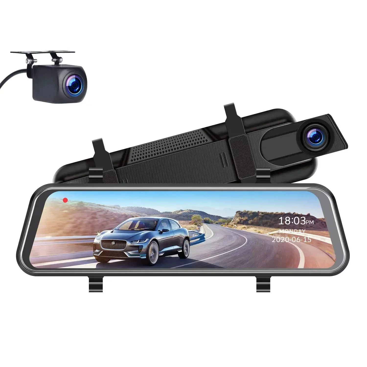 Dashcam View inch Rear Bileeko Backup Lens Dual IPS Full Monitor, Parking Car 10 Screen Mirror Camera, Touch Recording Loop