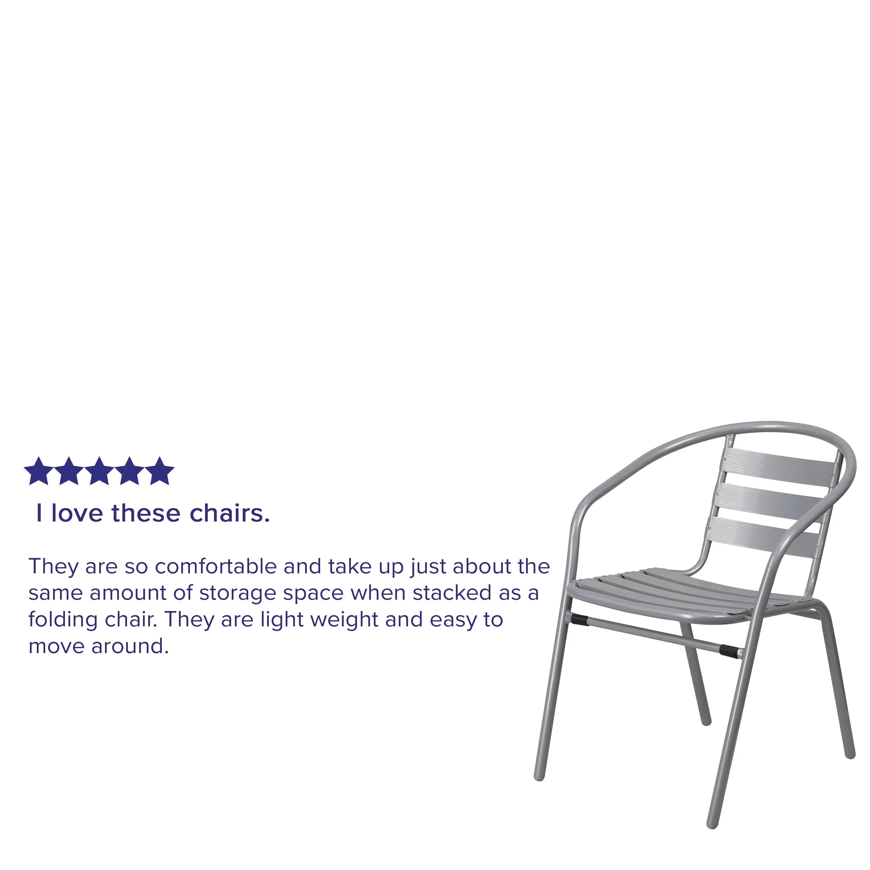 with Restaurant Slats Flash Chair Aluminum Furniture Stack Pack Metal Silver 4