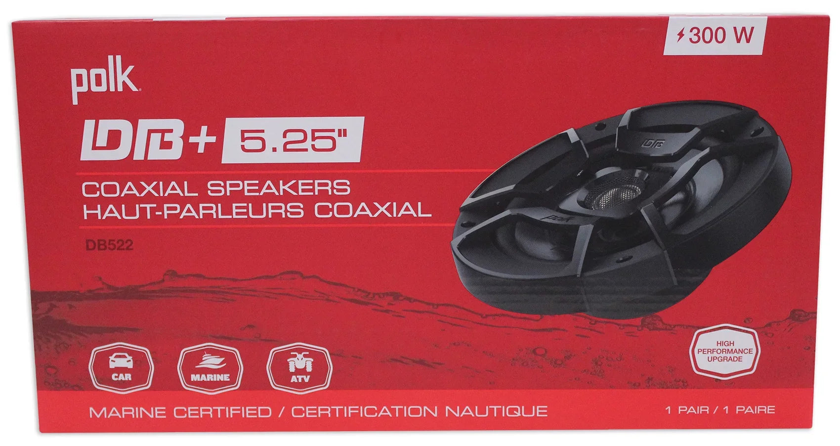 5.25" Polk Audio DB522 Car/Marine/Motorcycle 600w (2) Speakers+Speaker