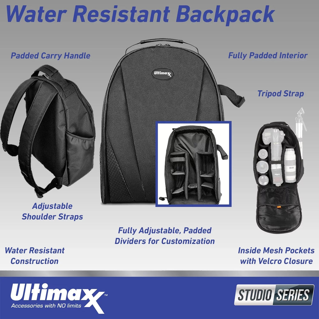 Gadget liquid-Resistant Includes: Headphones (7pc - & Bundle) Essential Ultimaxx Over-Ear Backpack Wireless Noise-Canceling WH-1000XM5 Bundle More (Black)