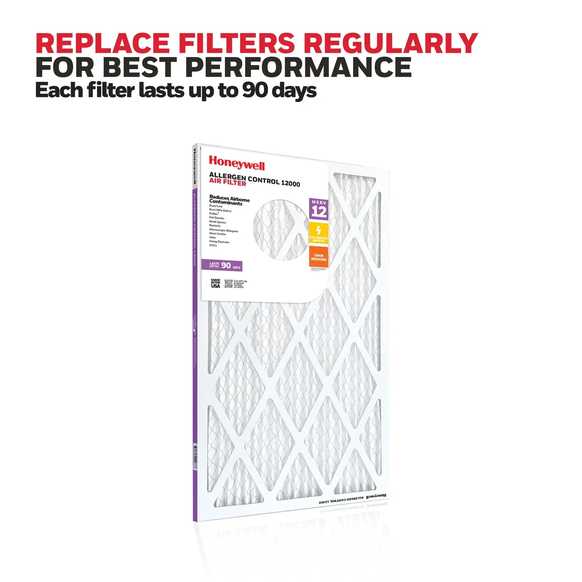 Furnace 12 MERV Pack Air Filter- 14x24x1 Pleated HVAC 12 Honeywell