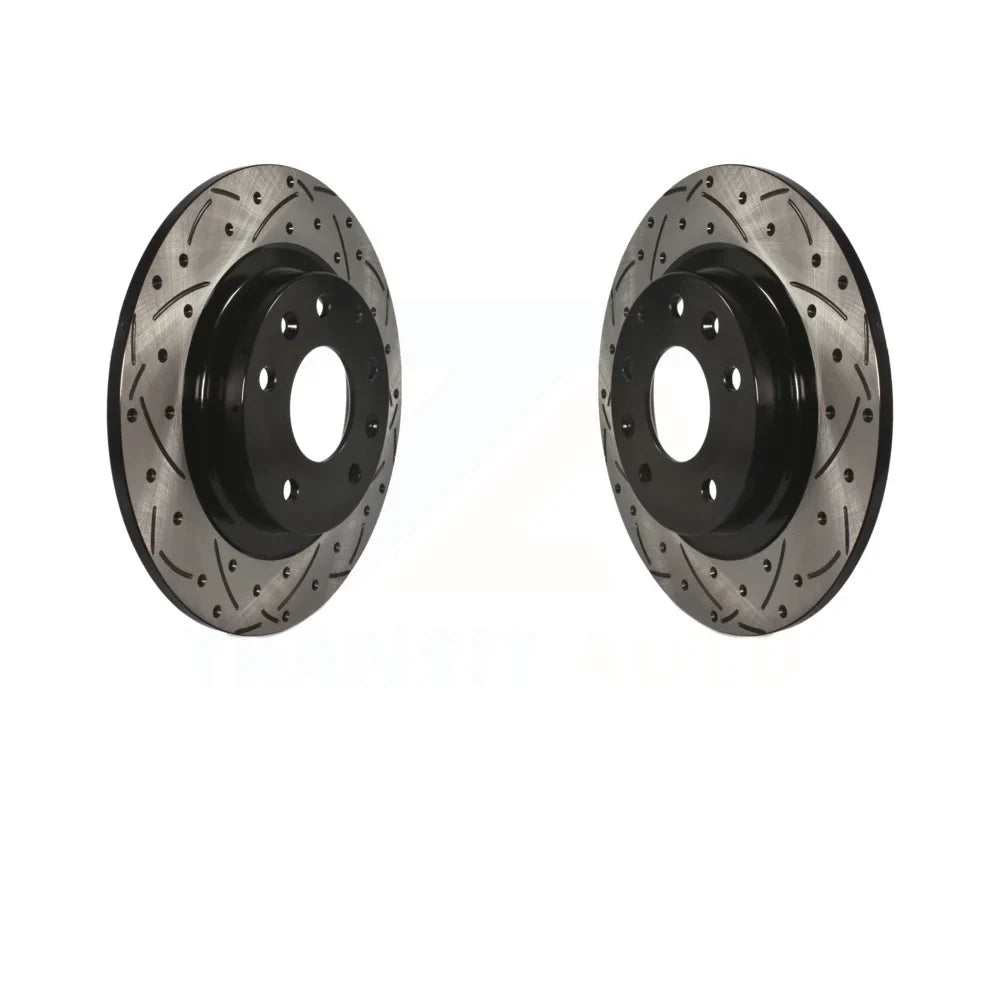 Rear CX-3 KD-100197 Drilled 2016-2018 Mazda Pair For Disc Slotted Coated Rotors Brake