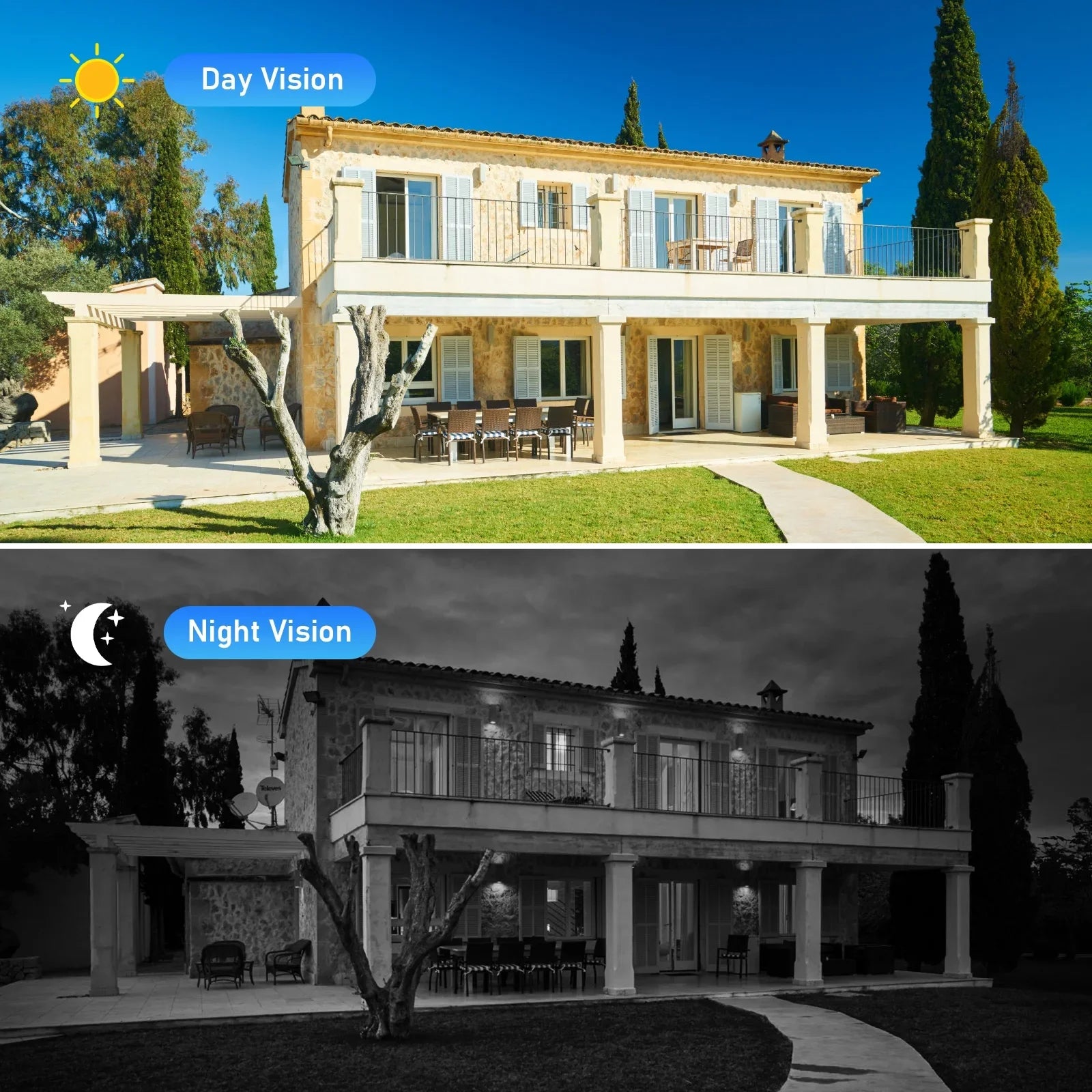 IR Night with and Optical Auto 20X Way Camera PoE JideTech Lights Camera PTZ Rotate Detection Tracking/11 360° Distance/Human Zoom View Waterproof Audio/IP66 Vision/Two exterior,5MP IP 1000ft &