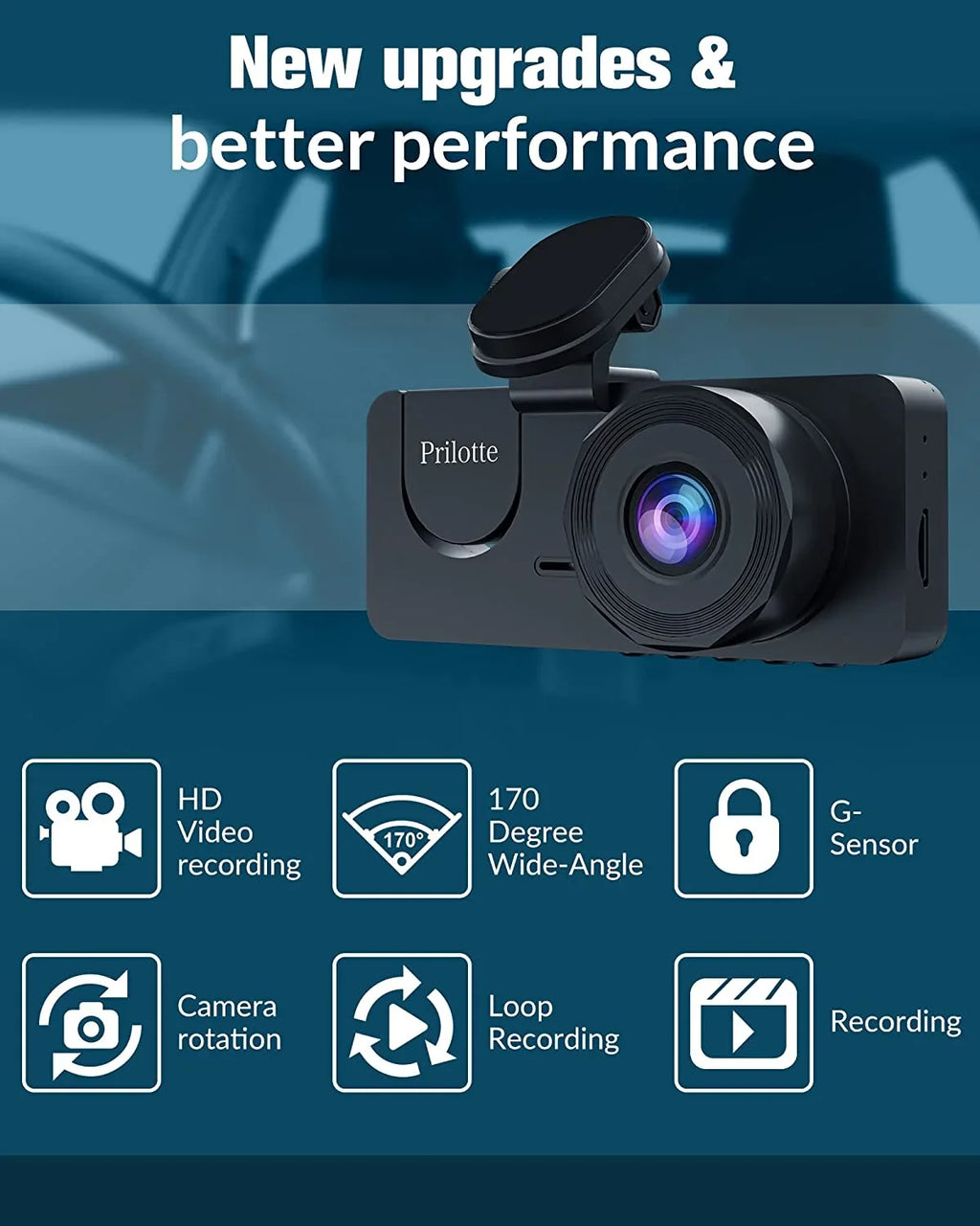 Dash Night with Vision,170°Wide Screen,WDR,Loop 32GB Angle,2.0'' Card,Built-in and Channel 3 Camera Super Full SD Rear Cam UHD Free IPS for Recording,24H Cars Front Dash Mode Parking Inside,4K