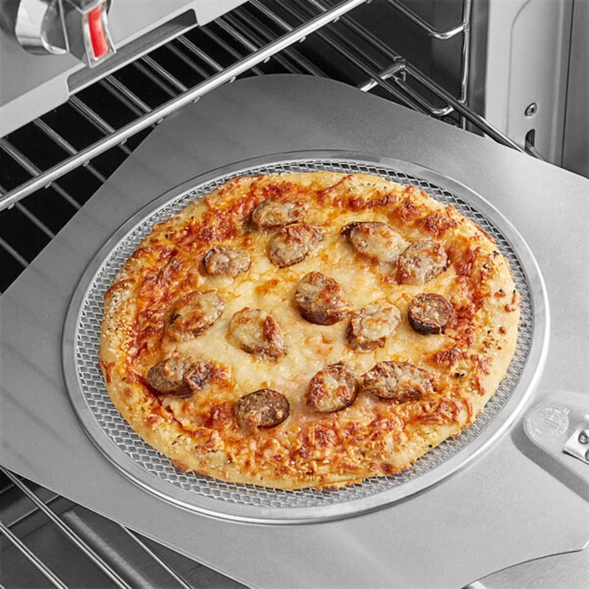Pizza Pizza 13” Home Restaurants Bakeware Set Tray for Round 2 TrueCraftware- & Screen Round Pizza Pan Pizzeria Seamless Baking Baking Aluminum Kitchen Screen Rim- of Tray