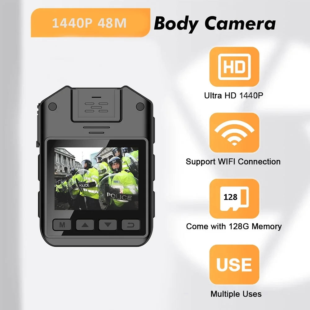 Recording - RONY 128GB Home Vision for Night Camcorder Mini Audio Body with Body Law and - Police Cam Wearable Guard Video with Body 1440P Security Waterproof Enforcement Camera