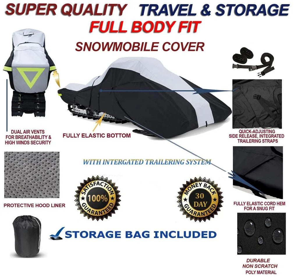 the Fit M1000 Snowmachine Storage Cover Full Model 600 Travel Sled. Denier for Arctic SnoPro Compatible Snowmobile 153 and 2007-2009 Cat