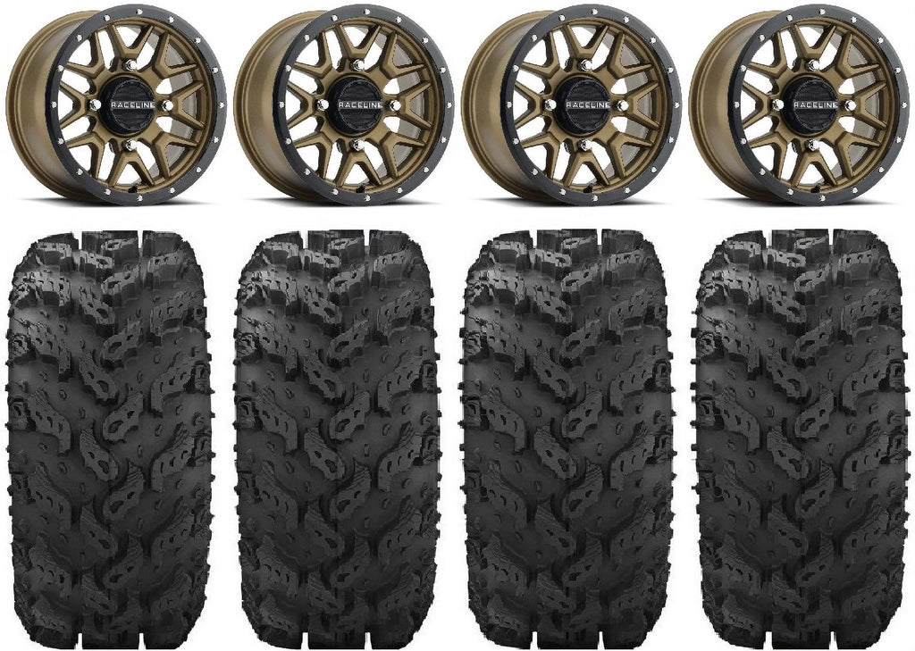 Krank Pro FXT 14" Tires Mule Bronze Raceline 28" Wheels Reptile Kawasaki