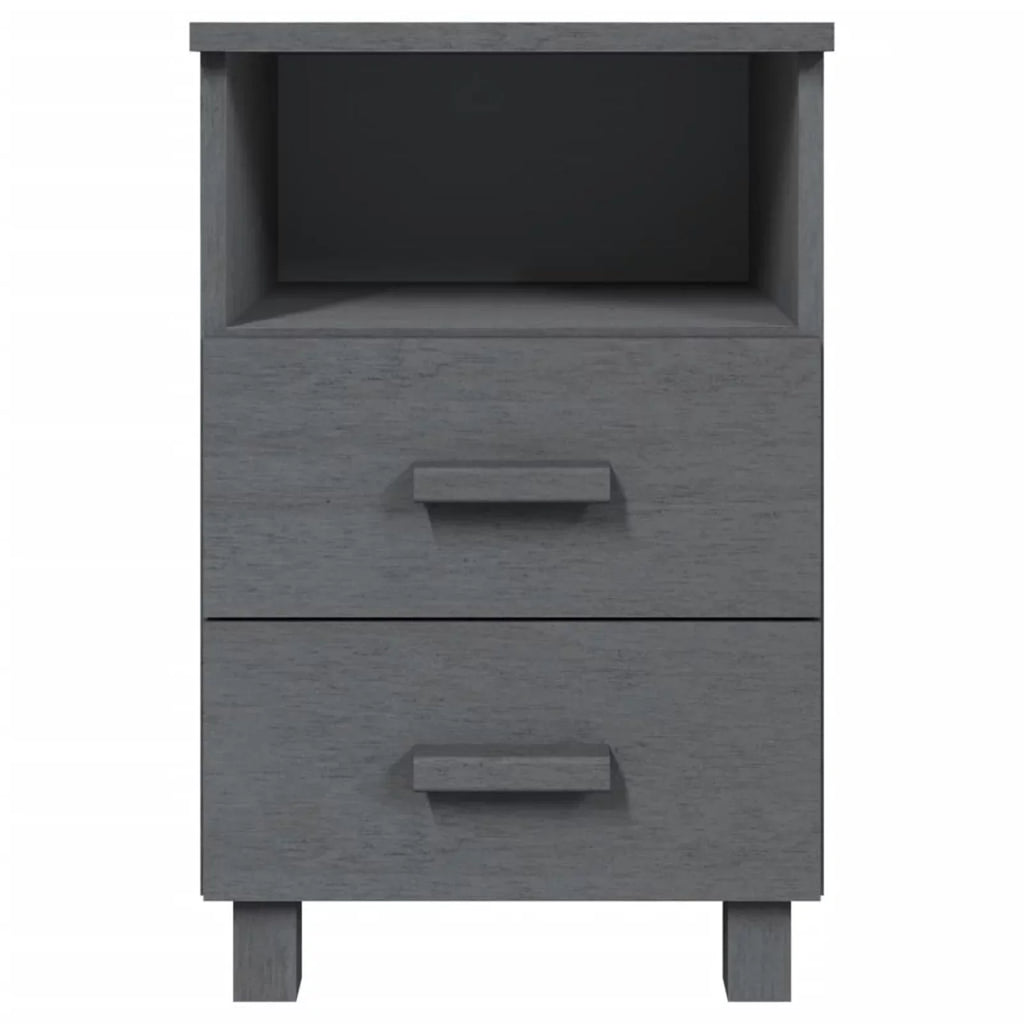 Irfora Dark 15.7"x13.8"x24.4" Wood Bedside pcs Solid Cabinets 2 Gray HAMAR