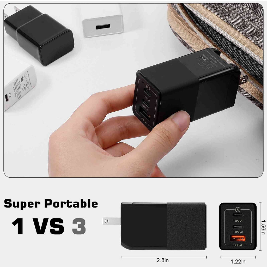 Doogee 65W Charging Pro/S58 MacBook, Galaxy, Ports Compatible with UrbanX Dual 3 Plus/S96 Charger Pixel, Fast USB Steam Pro/S59, USB-C iPhone, S86/S88 Deck with High-Speed Travel &