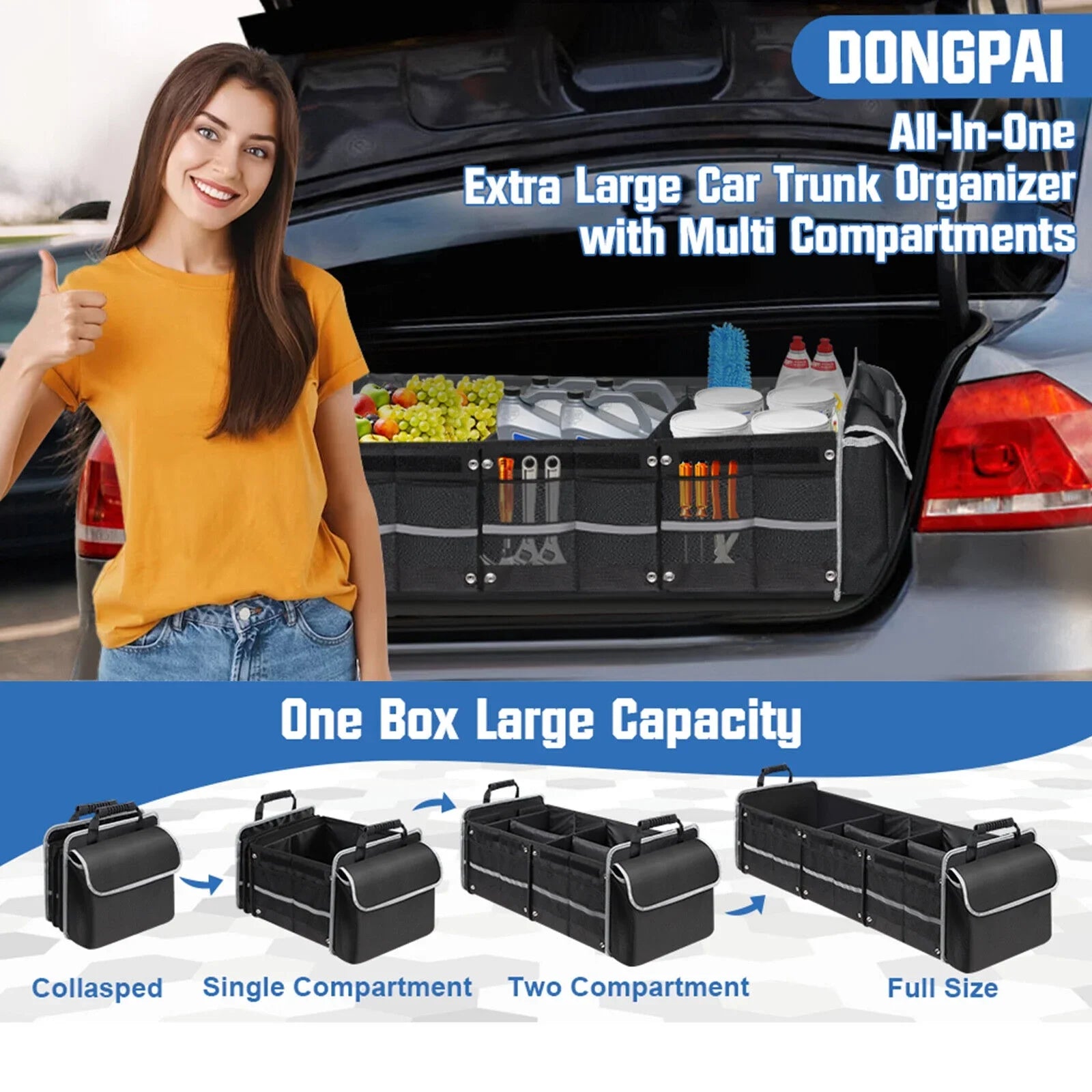 SUV Storage Multi Compartment Trunk Organizer Cargo for Truck US Car Container
