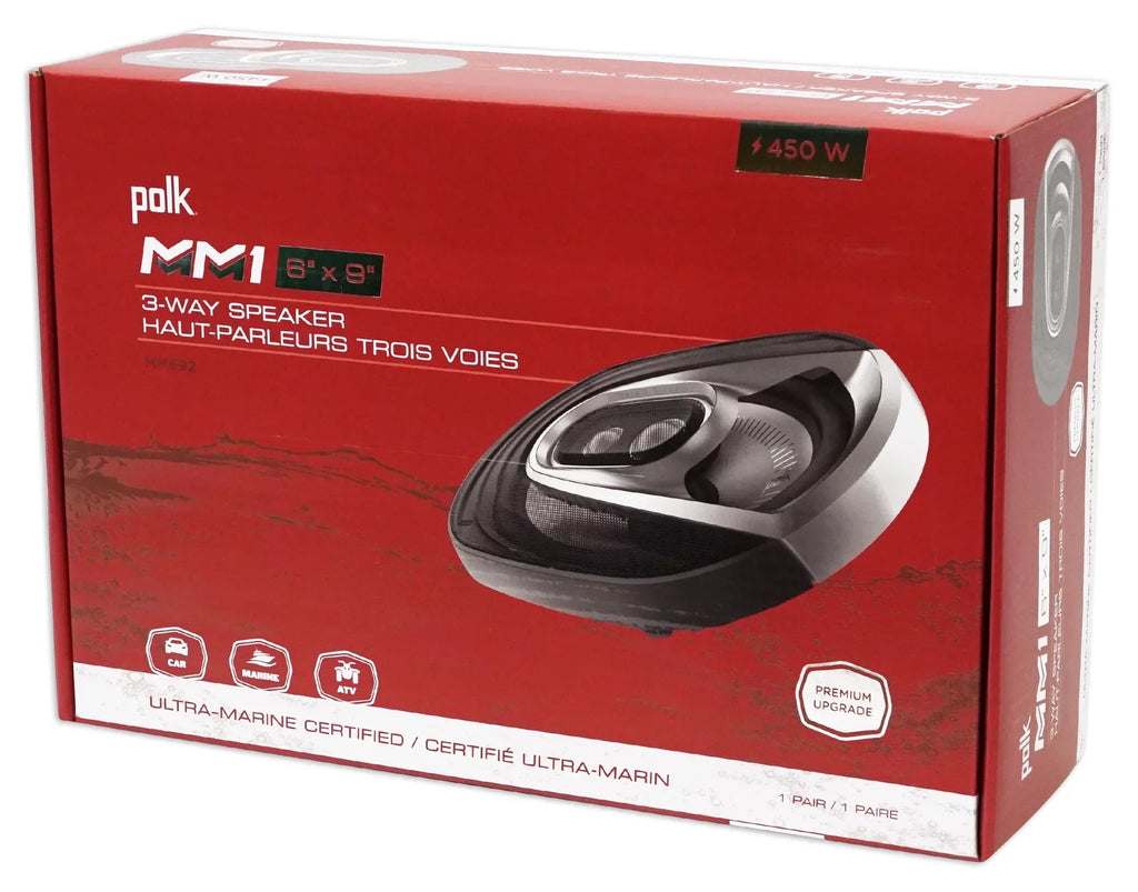 3-Way Kit 6x9” Car Speakers+2-Ch 900w Polk MM692 (2) Audio Amp+Wire Audio/Marine