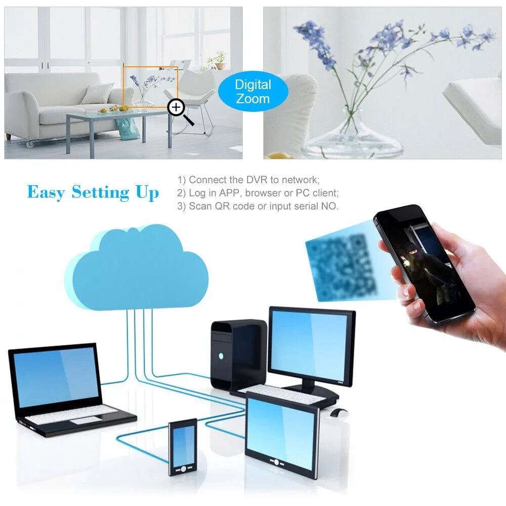 Video Phone HD Full KKmoon System with CCTV Recorder, Remote Digital 4CH DVR 1080P Monitoring