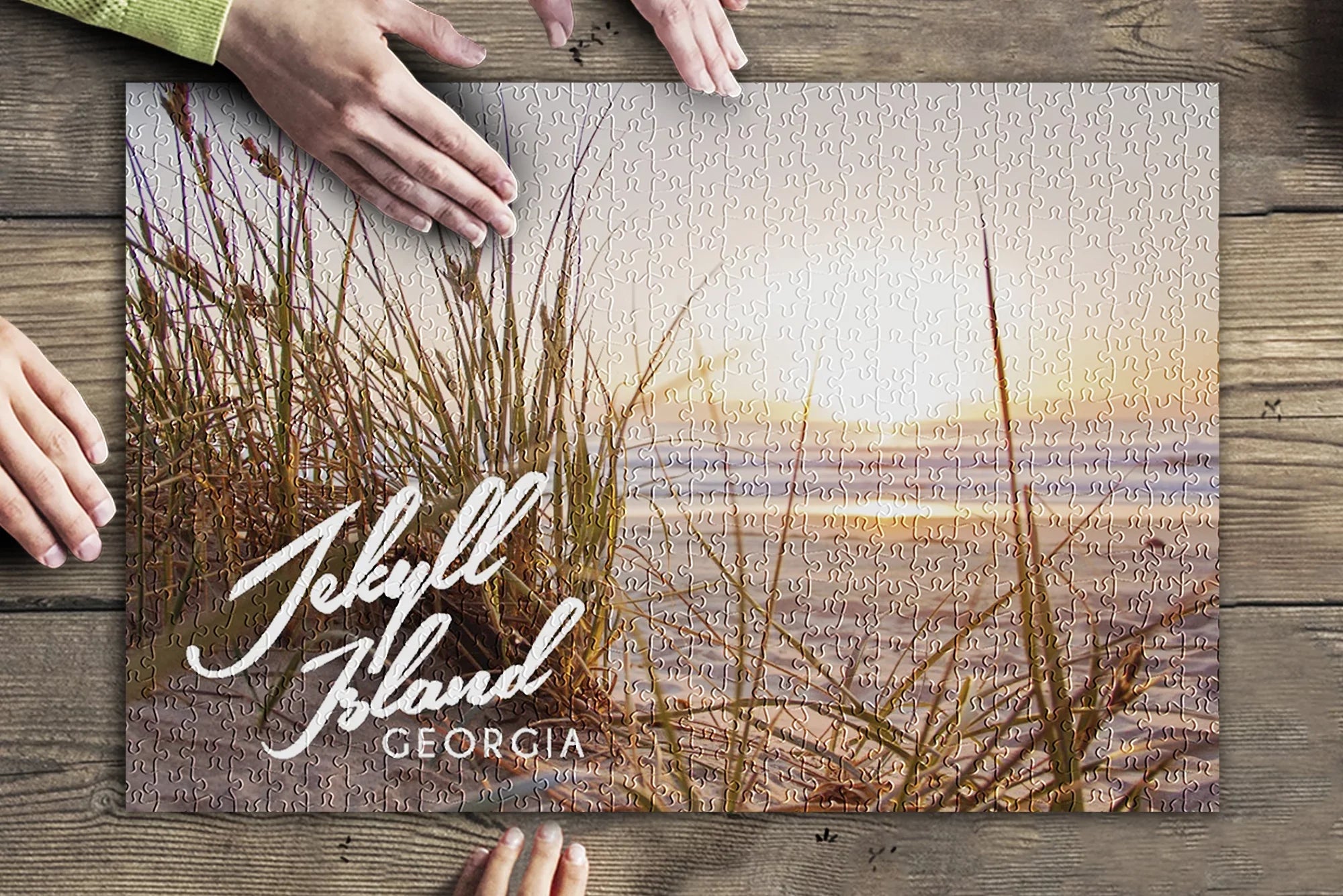 Beach Family, for Piece inches, USA) Made and Georgia, (19x27 Jigsaw Puzzle in Sunset Jekyll 500 Premium Adults Island,