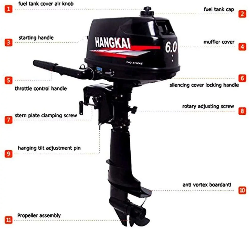 CDI Boat Fishing Inflatable Durable Cast liquid System Moto Cooling 6HP 2-Stroke Construction Outboard Aluminum Engine FETCOI