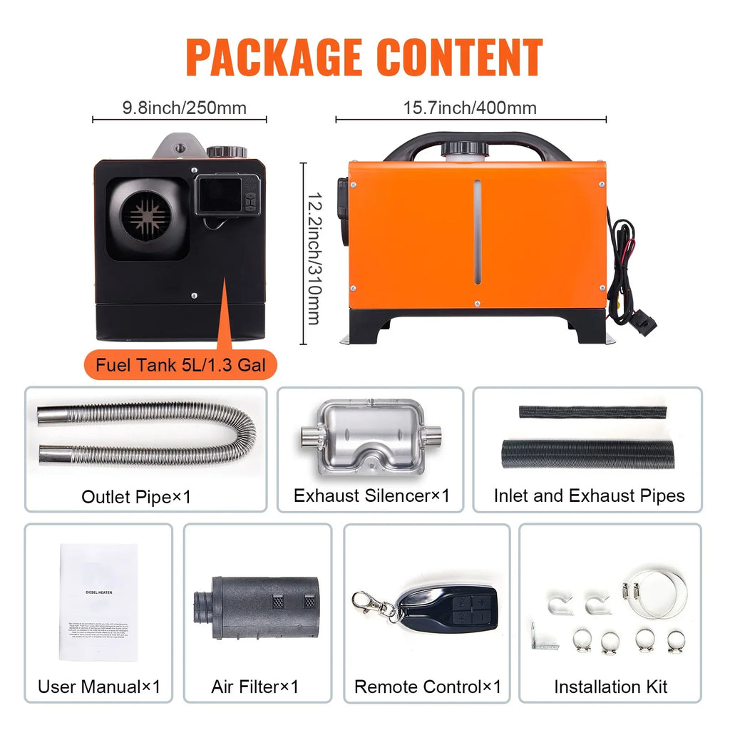 Adjustment, RV Boat with All-in-One SKYSHALO Air App Van for Remote Height Heater and Heater, Bluetooth Diesel Home Portable Auto Control Heater Trailer LCD, Diesel Controlled 8kW Parking Camper