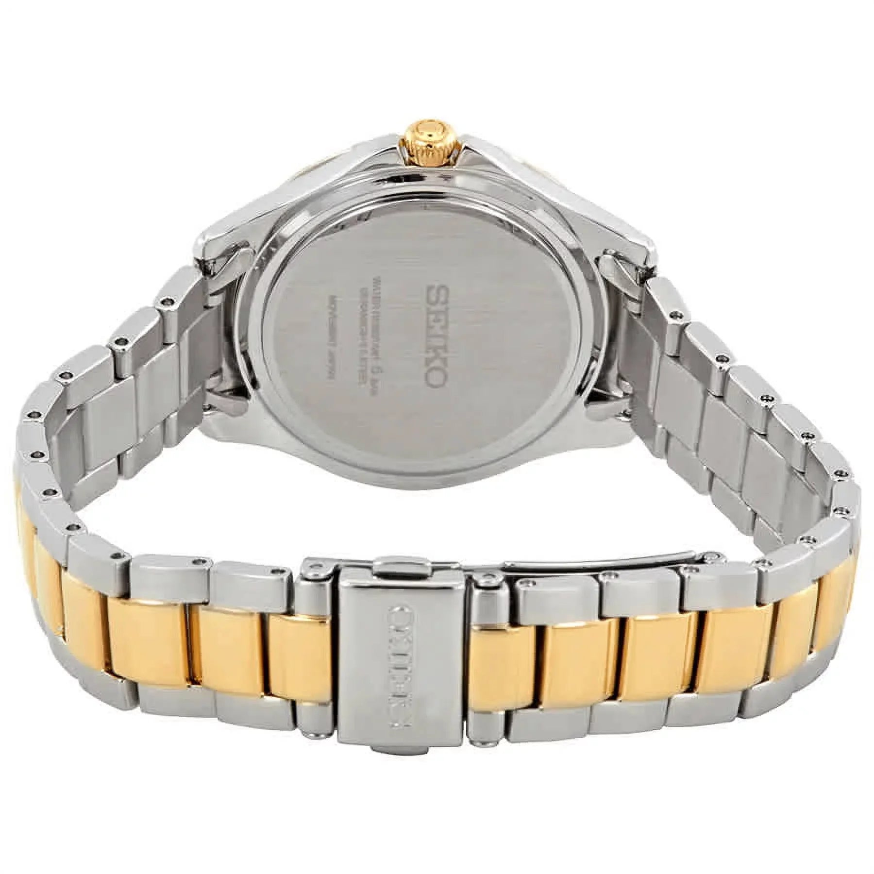 Women's Dial Tone Accent Pearl Seiko Solar SUT338 of Watch Two Diamond Mother