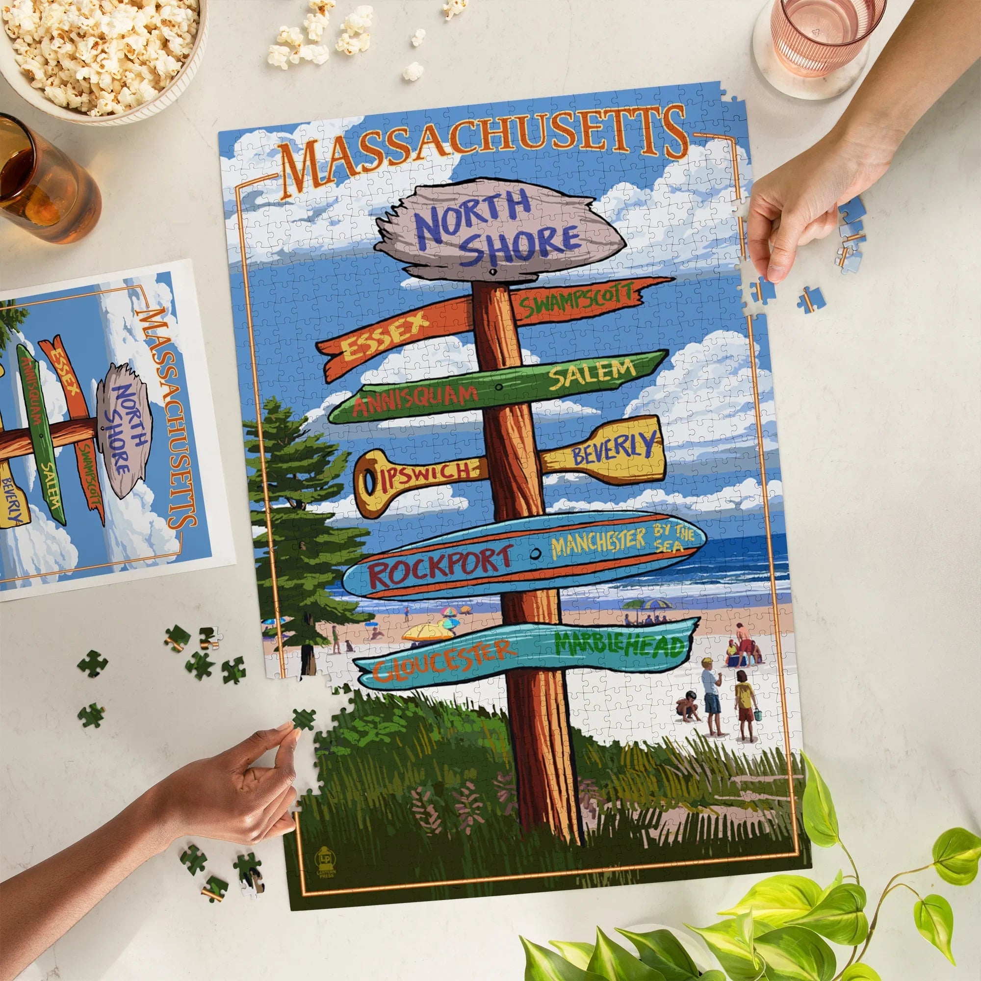 North Lantern Destinations Sign Jigsaw Puzzle, Shore, Massachusetts, 1000 Piece Press