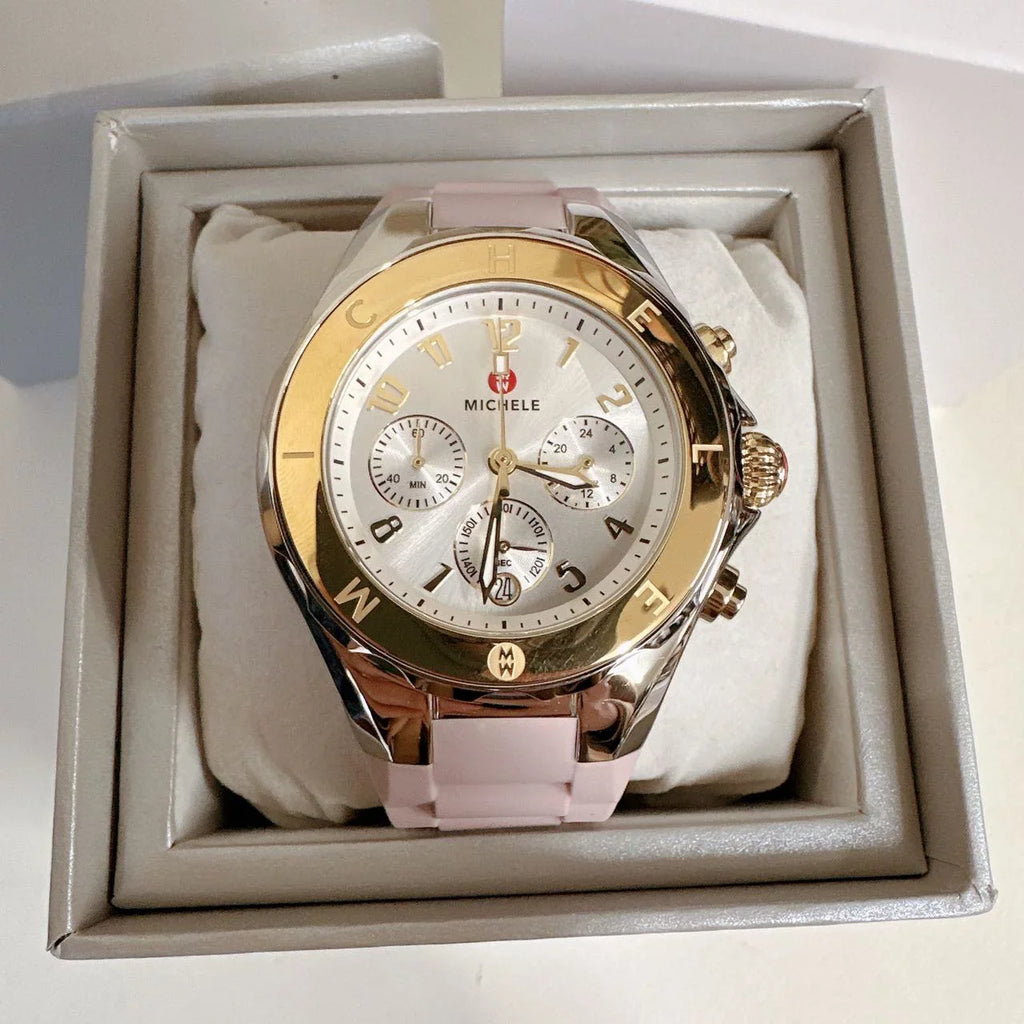 Michele Pink Two Tone Watch Jelly Bean Gold MWW12F000105 Silver Tahitian