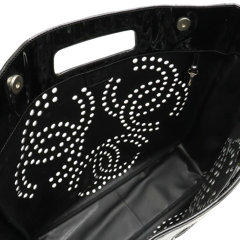 handbag black triple coco here (Good) Pre-Owned punching mark enamel