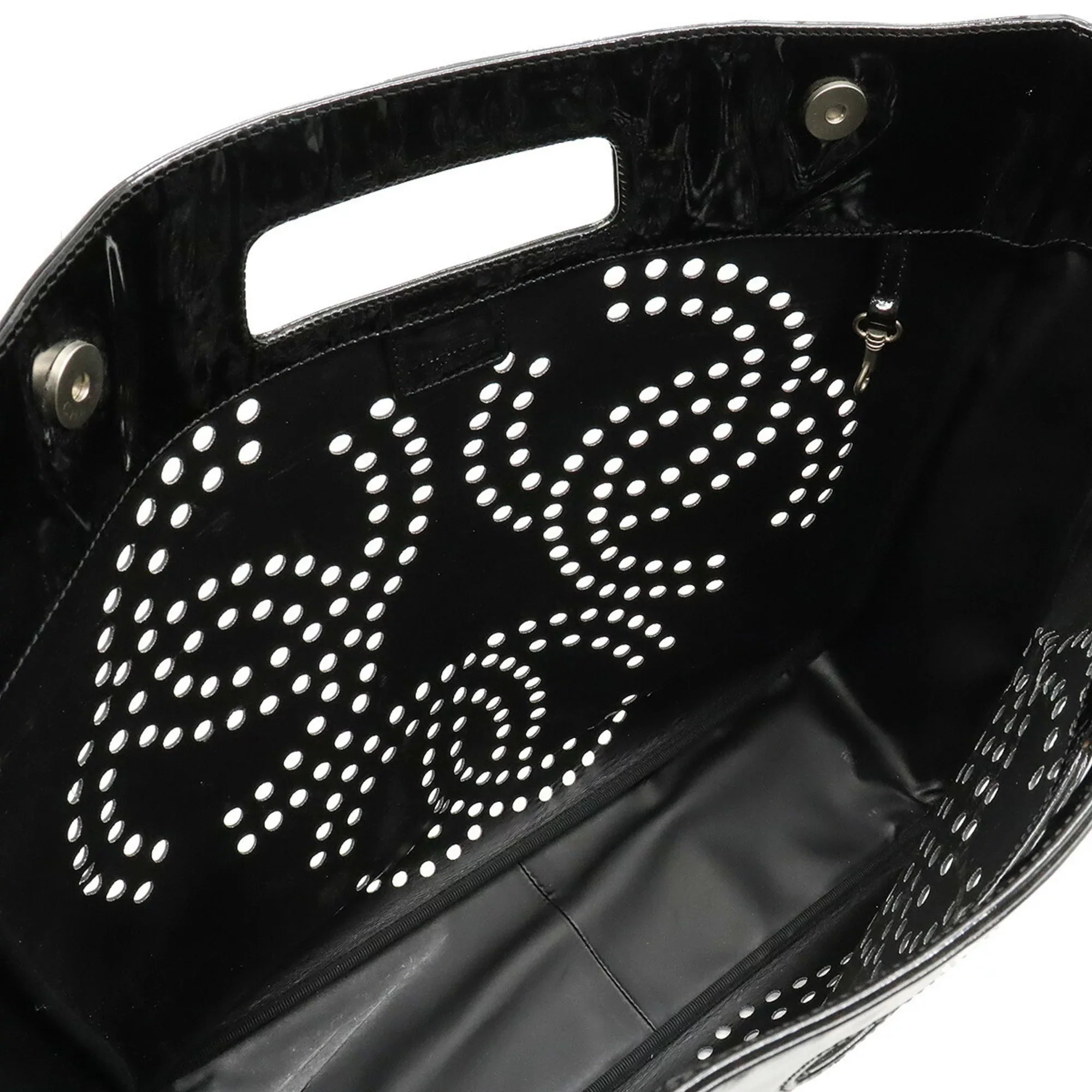 handbag black triple coco here (Good) Pre-Owned punching mark enamel