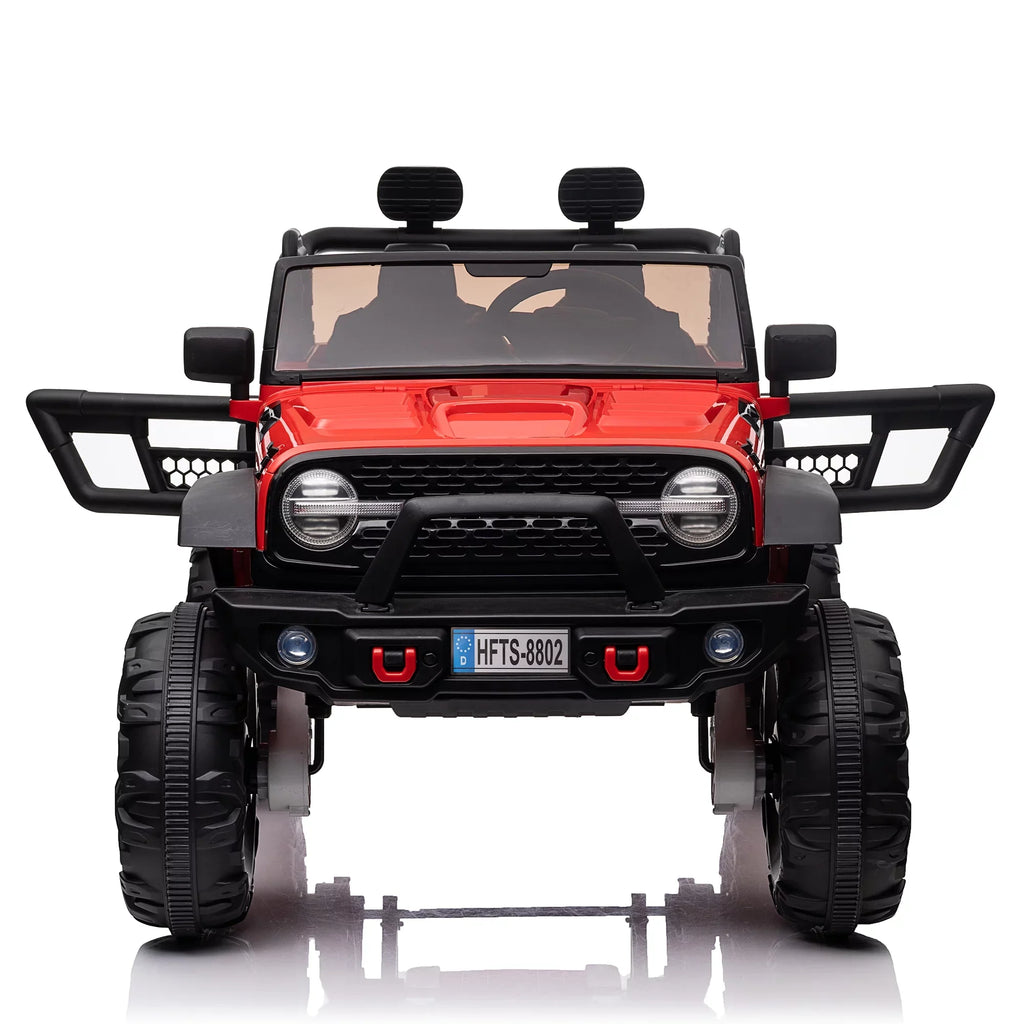 4 Switchable 20" Suspension, (Red) Extra Remote Control, Powerful On Wide Soft Seater 24V 4WD/2WD with Truck Electric Music, Engines, LED Light 2 Ride Brake, Seat, Car Kids Kids Vehicle with
