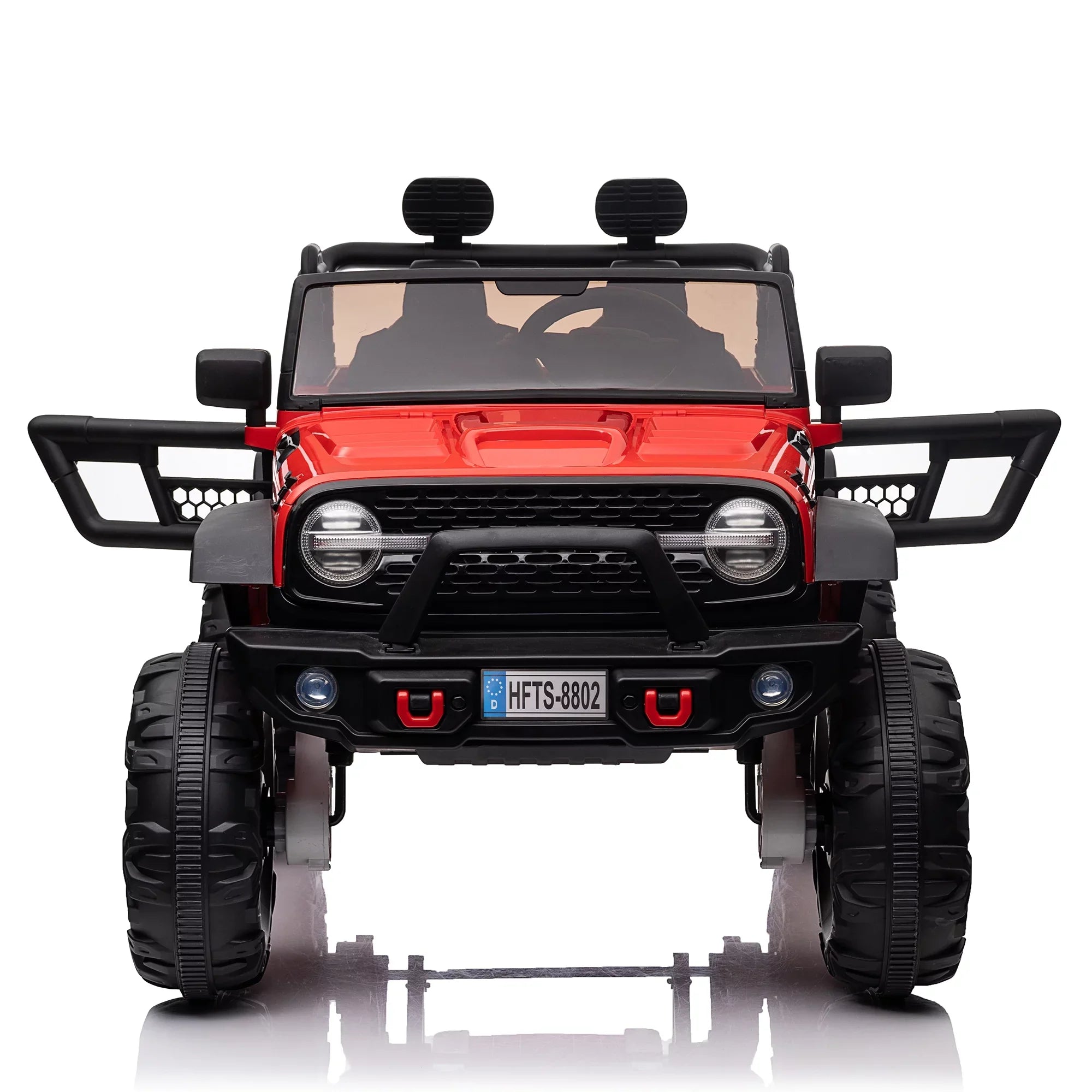 4 Switchable 20" Suspension, (Red) Extra Remote Control, Powerful On Wide Soft Seater 24V 4WD/2WD with Truck Electric Music, Engines, LED Light 2 Ride Brake, Seat, Car Kids Kids Vehicle with