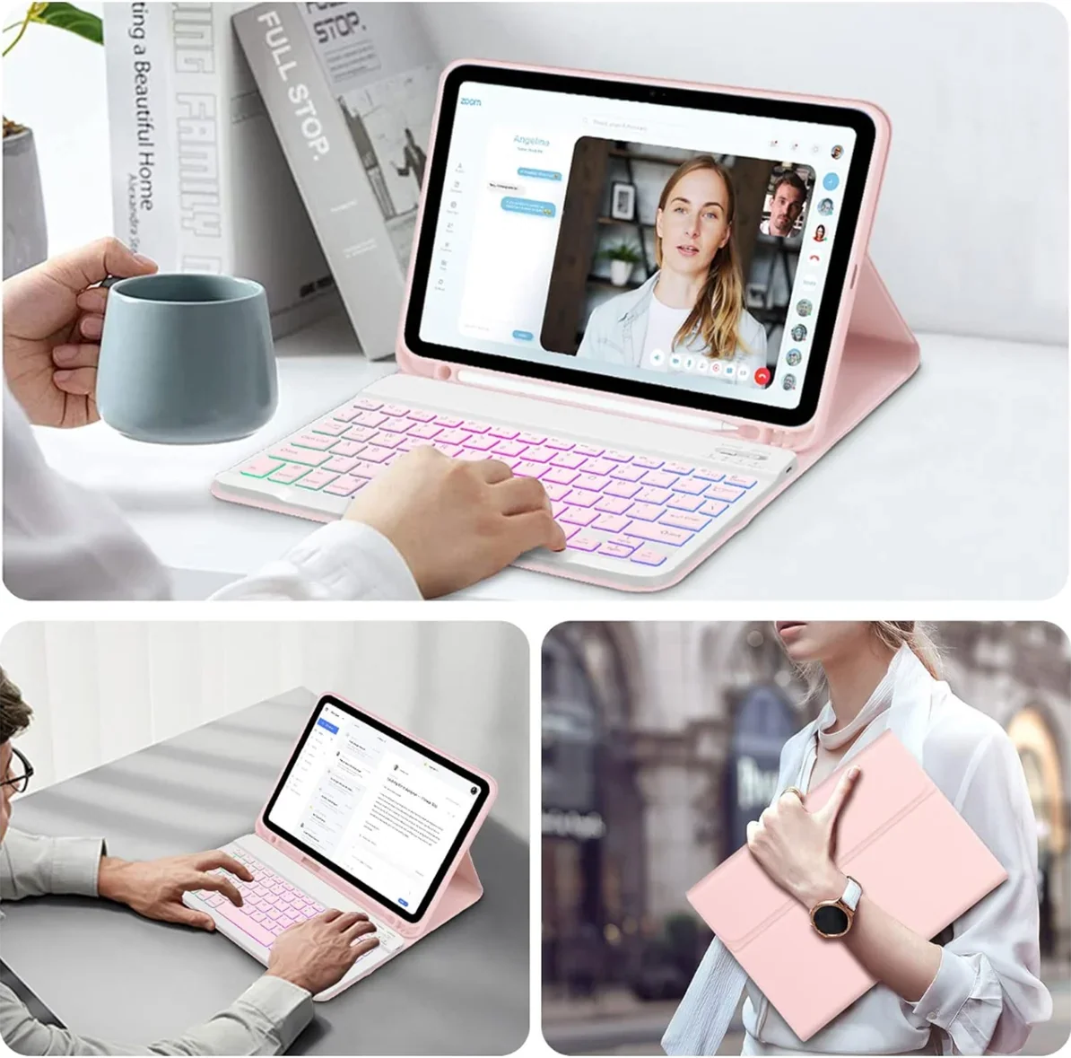 for Wireless Case Keyboard -pink Holder, Keyboard Generation Detachable iPad iPad Case with Generation, for Slim Inch Case 10th Pencil Protective 10.9 10th