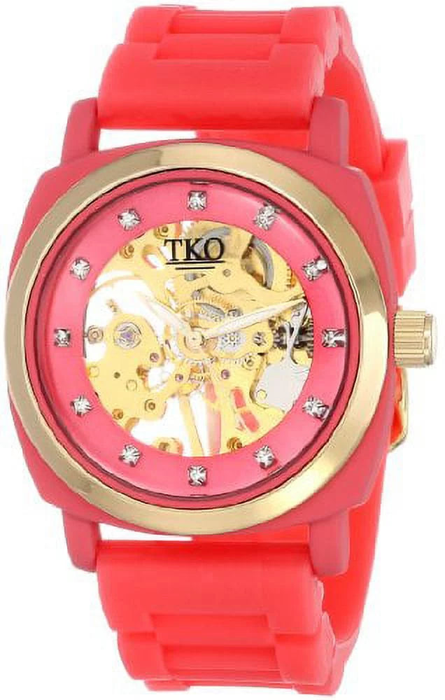 Watch Women's Mechanical TK626PK Rubber Milano Rose ORLOGI Movement Skeleton