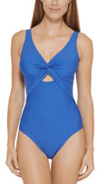 US Twist 10 DKNY One-Piece Peek-a-Boo LAPIS Swimsuit,