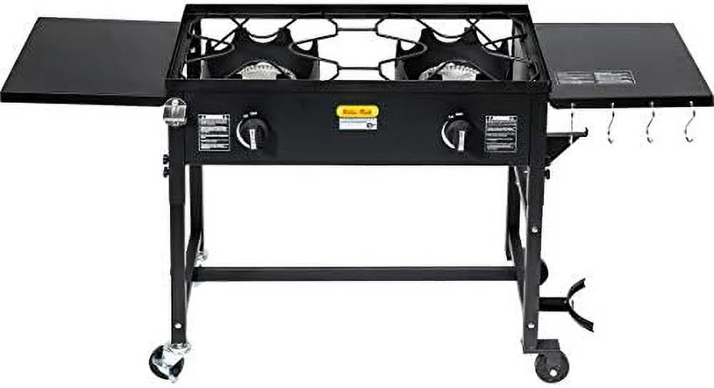 2 exterior BBQ Cook Double Picnic Stand Folding Burner Station Grill Propane Black Stove BTU, Camping 58,000 Cooking