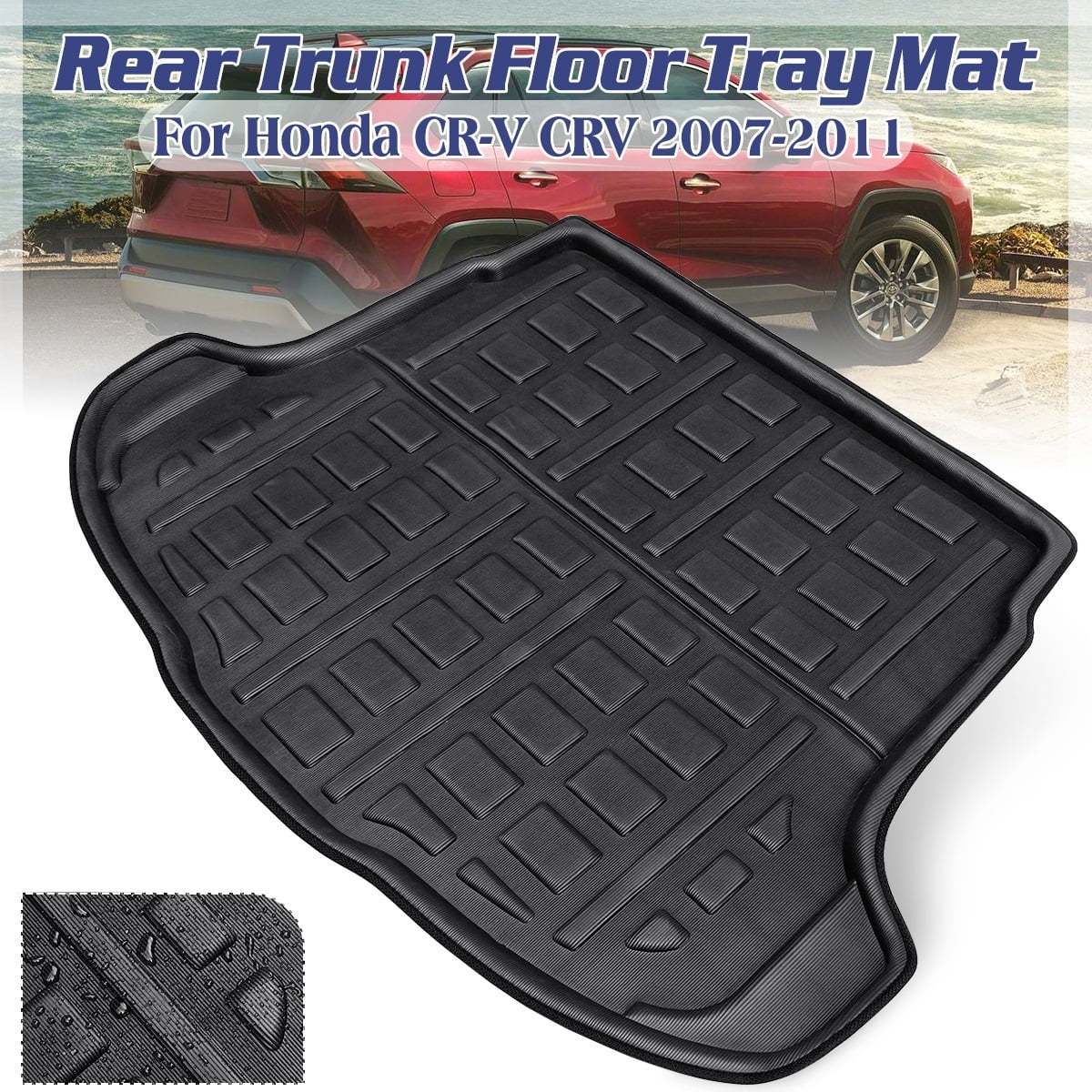 2007-2011 Honda Liner Tray for CRV CR-V Trunk Boot Rear Black climate, Waterproof Floor Mat All 1pcs Cargo