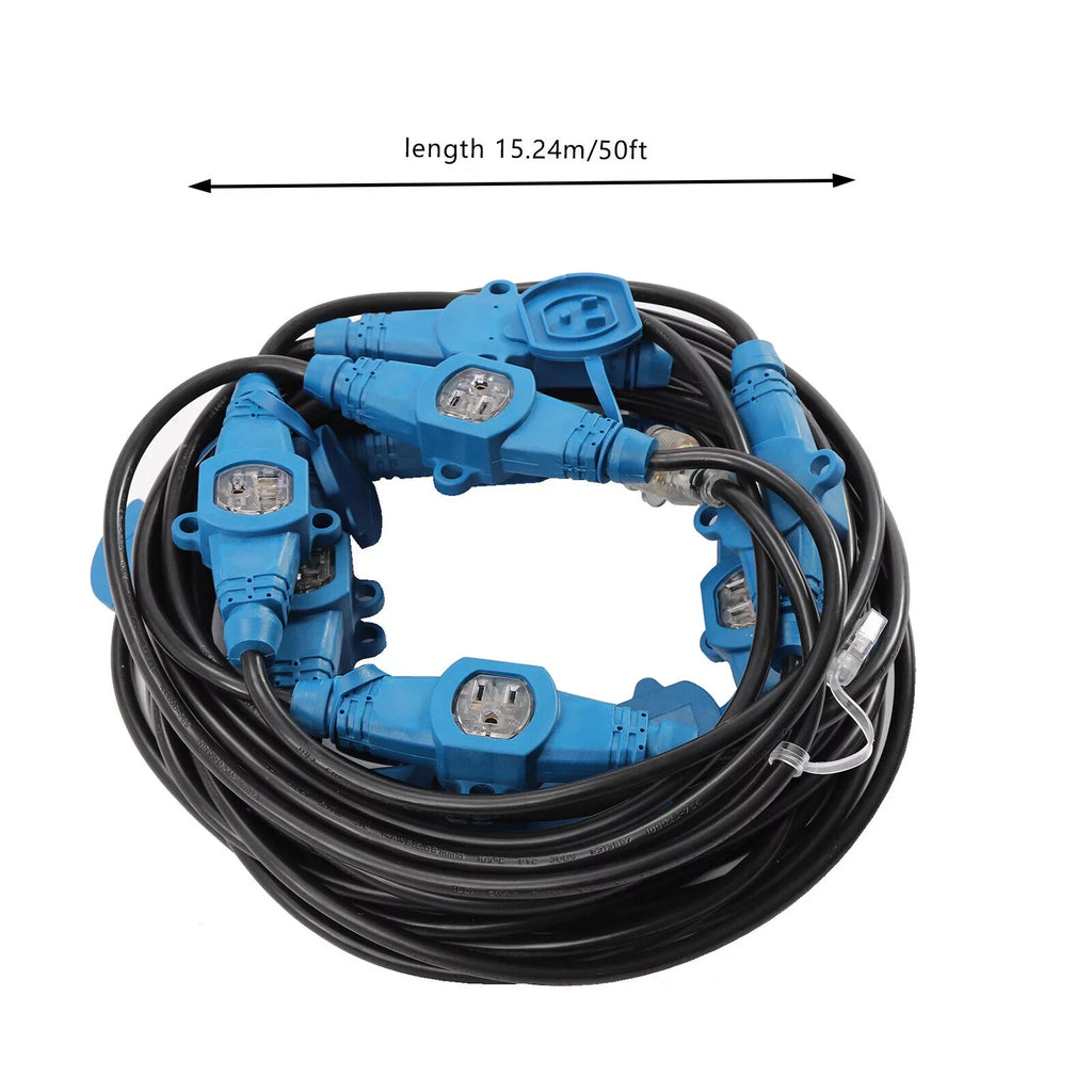 Power Multiple Feet Cable Extension exterior 50 Outlet Cord, Eleven 50FT Gauge 12