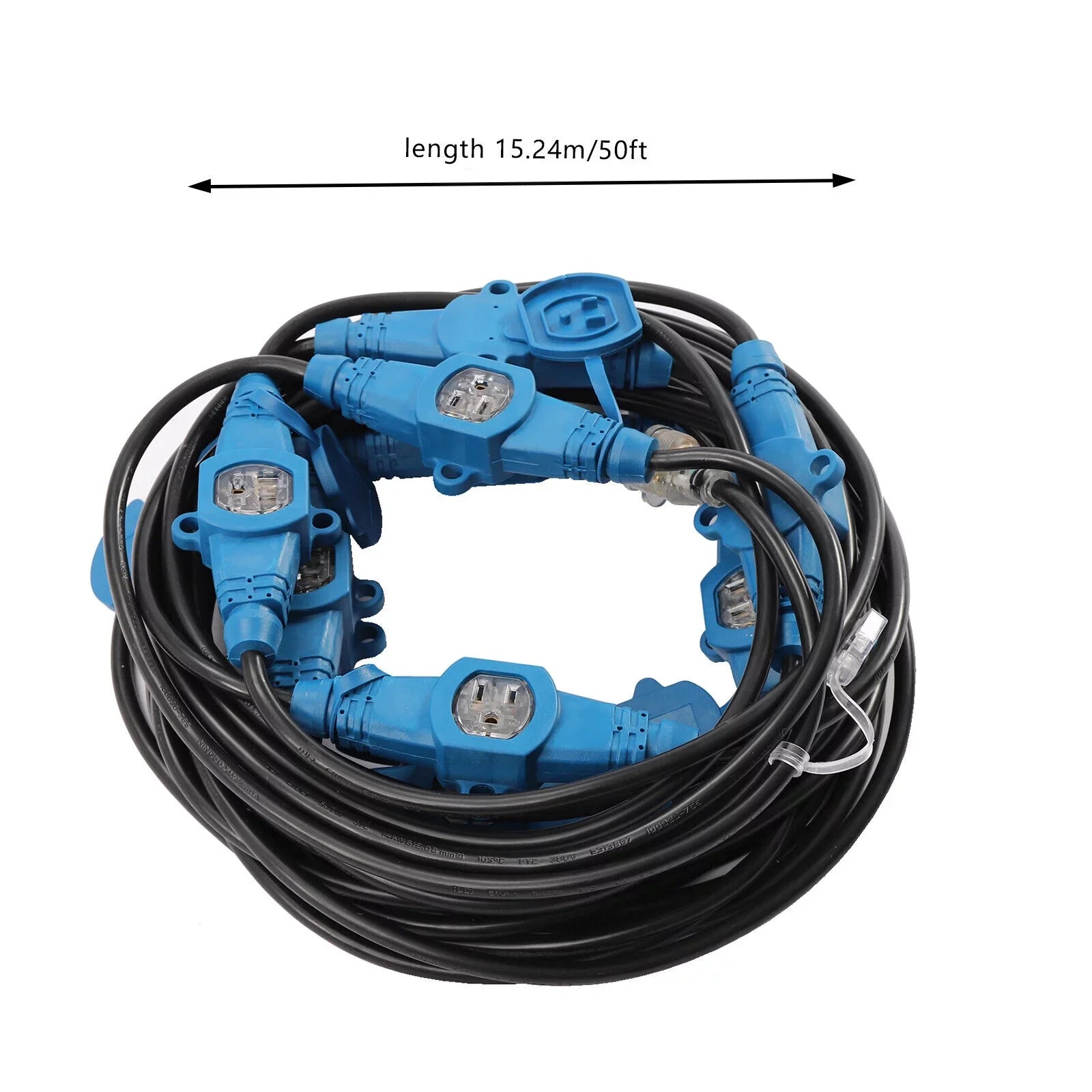 Power Multiple Feet Cable Extension exterior 50 Outlet Cord, Eleven 50FT Gauge 12